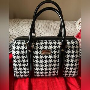 St. John Houndstooth Satchel in Black and White